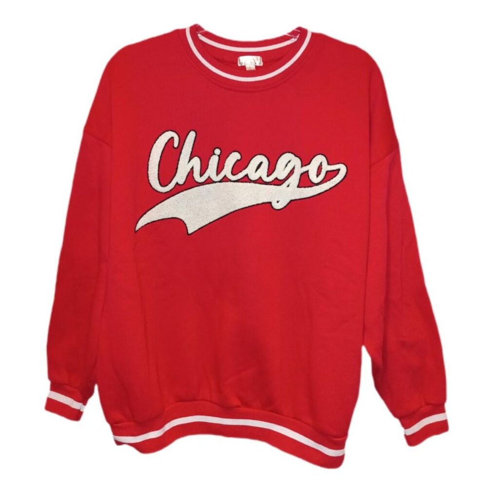 Free Kiss CHICAGO Red and White Sweatshirt Size L